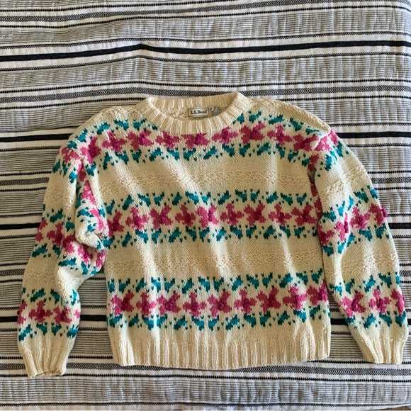 L.L. Bean Fair Isle Cable Knit Sweater - Picture 8 of 12